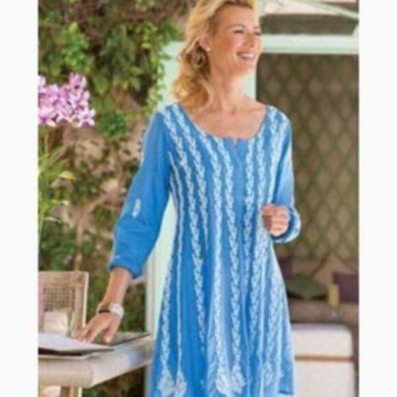 Soft Surroundings Mumbai Nights Tunic Size L Embroidered Sequined Cruise NEW - Picture 1 of 16
